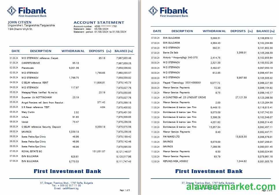 Bulgaria Fibank (First Investment Bank) bank st 1-2